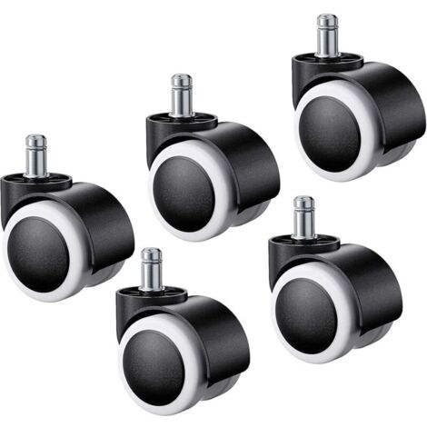 5pcs Roulette pour Chaise de Bureau,Roulettes pour Sols Durs Universelles Remplacement Roulette Fauteuil Bureau pour Siège de Bureau, Sols Stratifiés, Parquets, Carrelages 11X22mm (1/4)