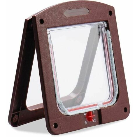 Chatière pour Chat Chiens Petit Chatière Porte Puce 4 Voies verrouillable Facile à Installer (1/4)