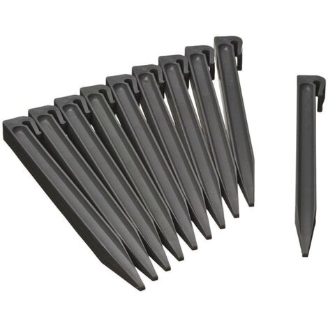 Lot de 10 Ancres pour bordure de jardin polyéthylène recyclé Gris - H 26,7 x 1,9 x 1,8 cm (1/4)
