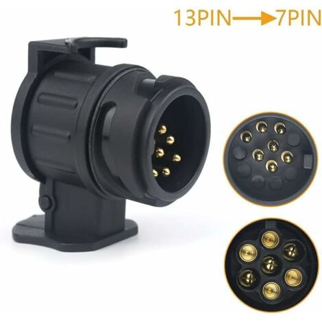 Tiroir adaptateur 13/7 remorque 13 broches vers connecteur 7 broches cabane de voiture pour tracteur, caravane, porte-vélo (1/4)