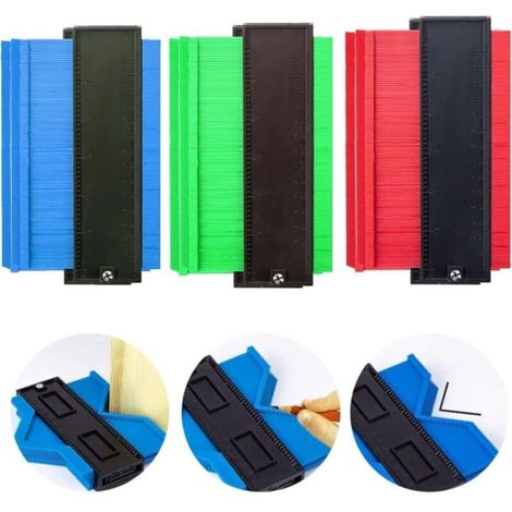Jauge de Contour, 3 Pièces 17cm en Plastique Jauge de Profilé Règle de Mesure de Mesure pour Outils Menuiserie Bricolage Carrelage ou Parquet, Outil de Marquage du Bois Stratifié