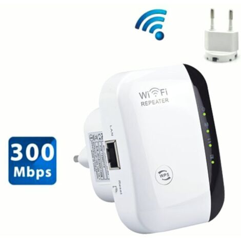 Amplificateur WiFi, Amplificateur Internet sans fil 2,4 G pour la Maison 300 Mbps Super boost Répéteur de Portée Wi-Fi Répéteur d'Amplificateur de signal WLAN, Configuration et couverture faciles (1/4)