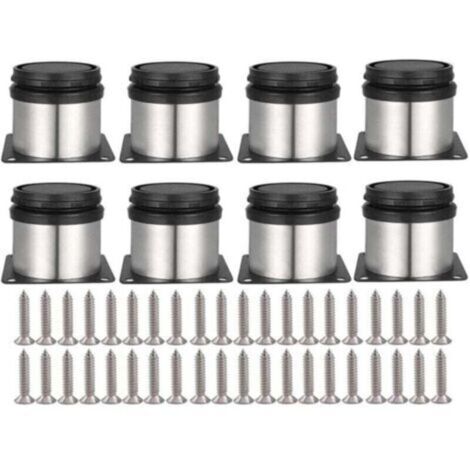 8pcs Adjustable Furniture Legs Screws Included Round Metal Stainless Steel Cabinet Legs Table Feet Cupboard Foot Height Adjustable for Sofa Table Cabinets Shelves 50mm (1/4)