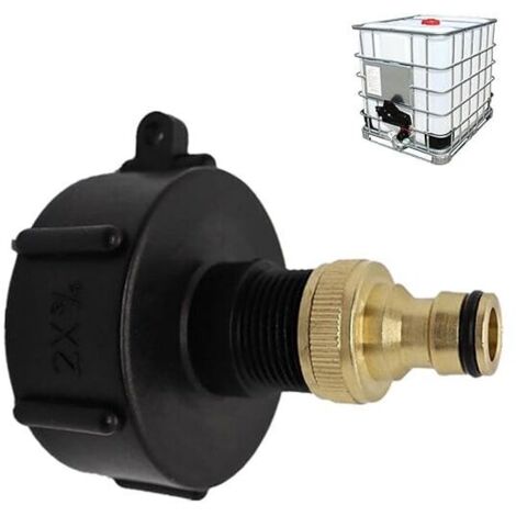 Mamelon Raccord Rapide pour Cuve 1000 L, S60X6 IBC Raccord Robinet Multitanks Raccord, Connecteur De Tuyau pour Adaptateur De Réservoir IBC (Sortie en Laiton,1/2') (1/4)