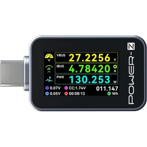 Power-Z C240 Testeur de puissance numérique portable USB-C, prend en charge jusqu'à 240 W et PD3.1 QC5.0, pour téléphones USB-C, ordinateurs portables, chargeurs et plus encore (1/4)