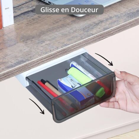 2 Pièces Tiroir sous Bureau, Organisateur de Bureau Caché Auto-Adhésif