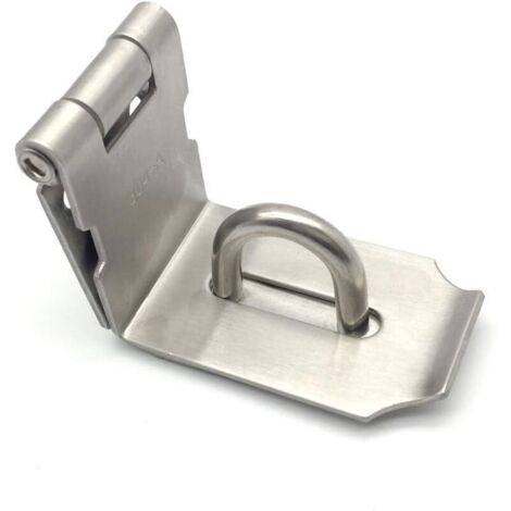 Angle Droit Porte Fermoir Verrou de Porte en Acier Inoxydable Moraillon Cadenas Fermoir Porte-Cadenas avec Vis, Argent (1/4)