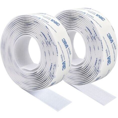 3M Scratch Autocollant Double Face,Ruban Adhésif Double Face Puissant Blanc Nylon Sans Trace Bande Agrippantes Adhésives 3m×2cm Pour Tapis De Sol Coussins Et Vêtements (1/4)