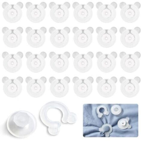 24Paire Attache Couette Fixateur, 3.7 x 3.7 cm Pince Housse de Couette Sans Aiguille, Comforter Clips en Plastique, Snap in Lightweight Quilt Holder Duvet Cover Clips pour Mince Courtepointes, Rideaux