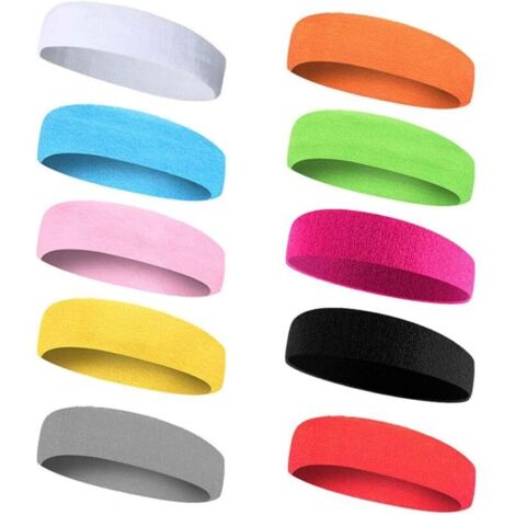 Lot de 10 bandes anti-transpiration pour le front, bande de transpiration pour vélo, sport pour homme et femme, 18 cm (1/4)