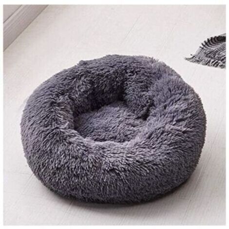 Sleeping Round Basket for Dogs and Cats, Plush Basket, Pillow, Thick Mattress, Round Winter Bed for Pets (XS/40 cm, Dark Grey) (1/4)