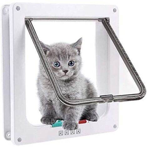 Chatière pour Chats, Chatière pour Chats, Chiens ou Petits Animaux Contrlable Verrouillable Facile à Installer (L, Blanc) (1/4)
