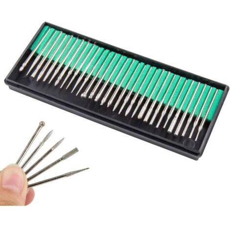 30pcs 3mm Tige Fraises Ratatif Diamantées Pour Verre, Marbre, Rock et Bijoux Rotatif de Gravure Outil (1/4)