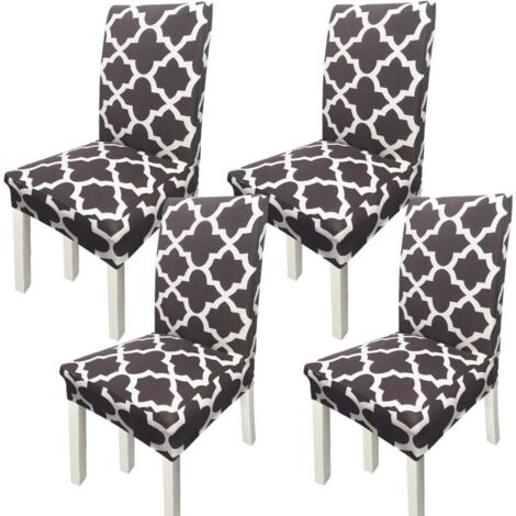 Housses de chaise pour salle à manger housses de chaise de salle à manger imprimées (lot de 4, café) (1/4)
