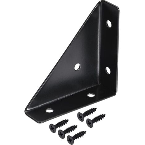 Bracets d'angle d'angle 66 mm x 66 mm, accolades en acier roulées à froid rejoignant le support pour le bord de bureau Black 4pcs (1/4)