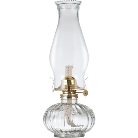 Grande lanterne en verre à huile au kérosène Lampes à huile vintage pour une utilisation en intérieur Décoration Chambre Lampe ouragan Éclairage domestique Lampe à kérosène transparente Lanternes… (1/4)