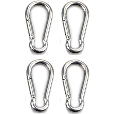 4pcs Mousqueton de Fixation pour Charges Lourdes, Sports, Chiens de Serrure, Hamac Balançoire, en Acier Inoxydable 304, 6mm Épaisseur (1/4)