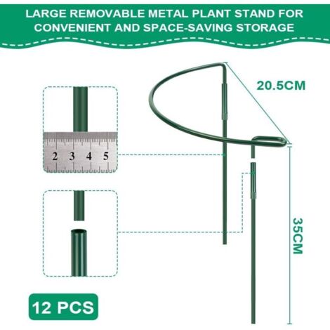 Tuteurs pour Plantes, 6PCS 30 60CM Vert Support de Plantes de Jardin en Métal Demi-Rond, Anneau Support de Jardin pour Pivoines Hortensias Roses Sédum Légumes Tomates