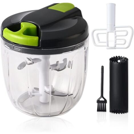 Coupe-oignons manuel, hachoir à oignons de 900 ml avec 5 lames en acier inoxydable et mélangeur manuel, coupe-légumes manuel, hachoir à oignons pour oignons, légumes, fruits, ail
