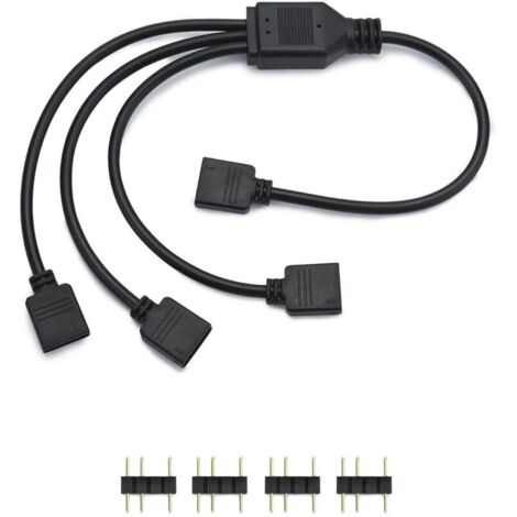 Cable répartiteur ARGB, 5 V, 3 broches, cable rgb pc, 1 prise vers 3 fiches, 30 cm, pour refroidisseur CPU et ventilateur 5 V ARGB (1/4)