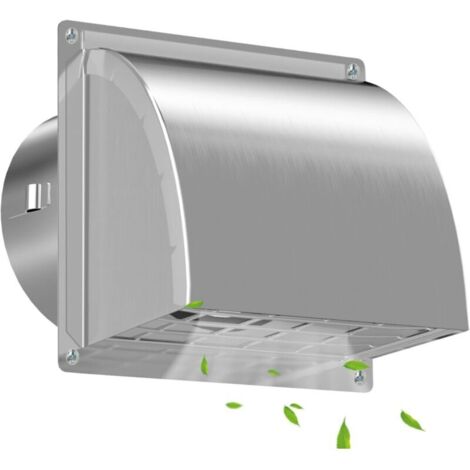 Grille Aeration 100mm Acier Inoxydable, Trappe anti-reflux intégrée, Grille Reglable amovible, pour séchoirs, cuisines, systèmes de ventilation, Ø 10 cm (15,5 15,5 cm), Argent (1/4)