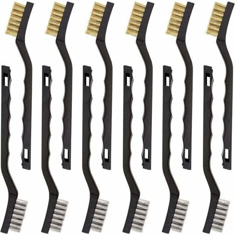 Set mit 12 Mini-Metallbürsten aus Edelstahl und Messing (1/4)