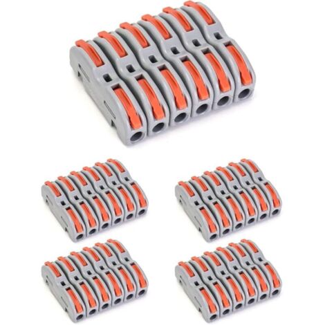 Lot de 30 connecteurs électriques rapides, dominos electricité, combinables librement, 1 fil 2 entrées (1/4)