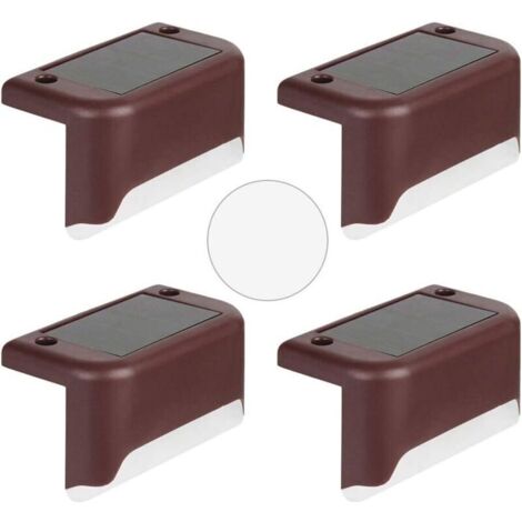 Lampes solaires sur piquet de jardin, 4 pièces à énergie solaire LED chemin d'escalier lumière extérieure jardin clôture paysage applique murale pour passerelle, terrasse, chemin, pelouse, jardin lumi (1/4)