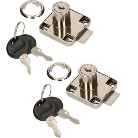 Lot de 2 serrures de meubles 40 x 40 mm à visser pour portes de meubles et (1/4)