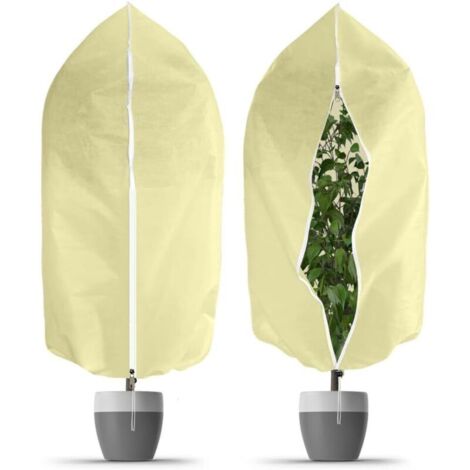 Hivernage Plante, 2pcs 60g/m² 120 180cm Housse d'hivernage avec Cordon de Serrage et Zipper, Housse de Protection pour Plantes, Coupe Réutilisable Voile Hivernage Plante (1/4)