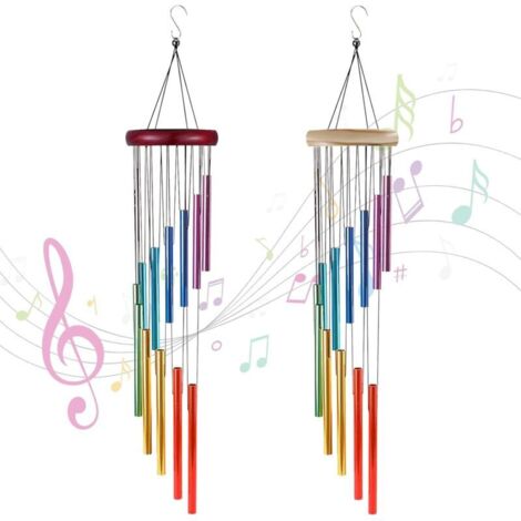 2 Pièces Carillon Exterieur, Carillon a Vent Exterieur avec 12 Tubes en Aluminium, Carillons Décoratifs D'extérieur, Convient pour Jardins, Balcons, Cours, Décoration de Maison