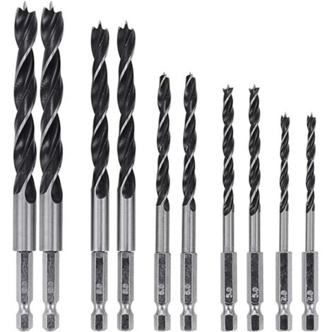 2 Set 5pcs 6.35m Tige Hexagonale HSS Foret à Torsion Goujon Twist Drill Travail du Bois Bits-4mm 5mm 6mm 8mm 10mm (1/4)