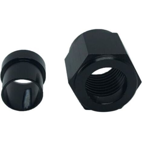 6AN Female Tube Nut and Sleeve Aluminum Hardline Fitting for 3/8 inch Tube Hose Line Adapters Black (1/4)