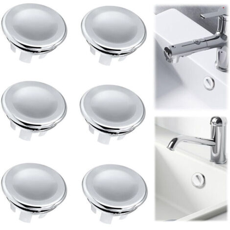 Lot de 6 Bouchons de Trop-Plein placage Débordement d'Évier de Lavage de Salle de Bains de Cuisine Couvercle de Trop-Plein pour Lavabo Bouchon Trop Plein Evier Pour Lavabo,Salle de Bain,Cuisine (1/4)