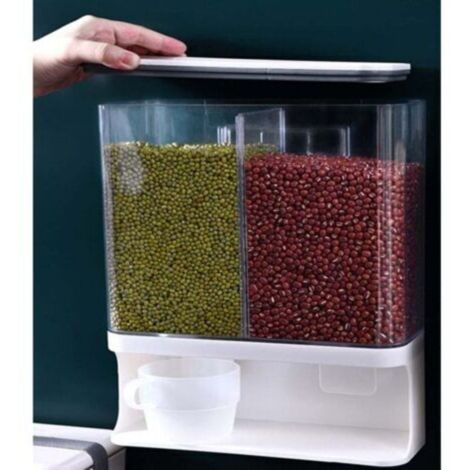Wall Mounted Dry Food Dispenser, Clear Plastic Food Dispenser with Sealed Lid, for Cereal, Rice, Candy, Coffee Beans (3000ml)