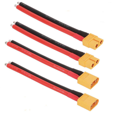 2 paires de connecteurs mâles XT60 avec fil de silicium 100 mm 12 AWG pour jouets de batterie au lithium RC (1/4)