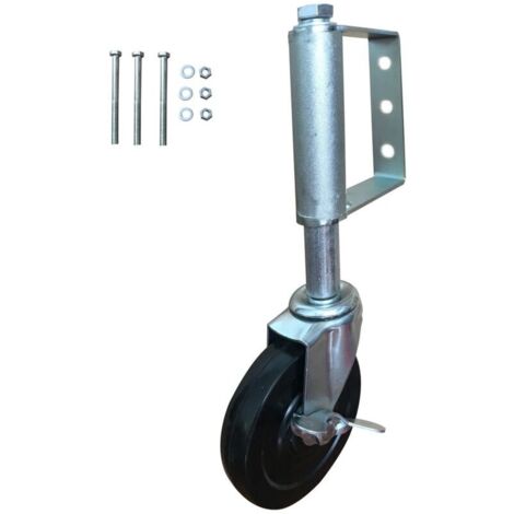 Roulette de portail à ressort 10,2 cm avec frein, roulettes de portail robustes avec patin de montage universel, capacité de charge de 113 kg, 10,2 cm (12,7 cm (1 pièce)) (1/4)