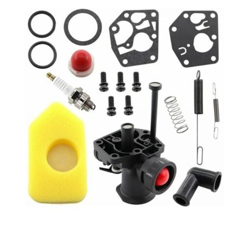 Kit carburateur pour tondeuse à gazon Briggs & Stratton 499809 498809A 494406 et filtre à air 698369 Ressort de régulateur 691859 692211 Membrane 795083 495770 (1/4)