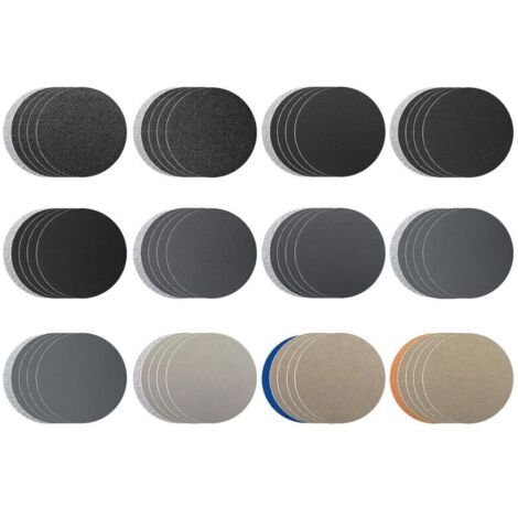 Lot de 60 disques abrasifs ronds - 75 mm - Grain - 60 80 100 150 320 600 1000 1200 2500 4000 7000 10000 - Pour métal, bois, verre, polissage automatique