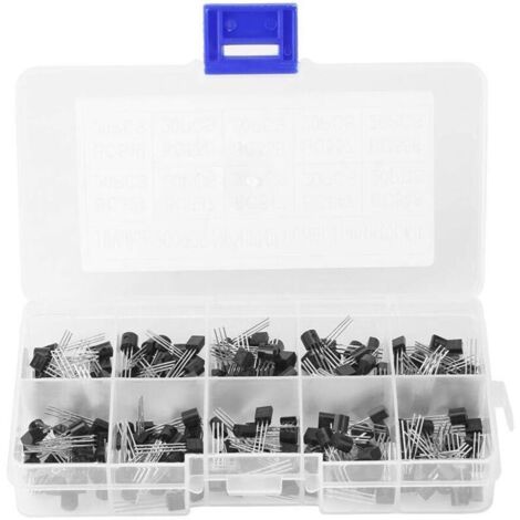 Coffret de 200pcs 3-pin 10 Valeurs Transistors Triodes de Puissance BC327-BC558 PNP TO-92 Assortiment Contrôle Courant pour DIY Electronique