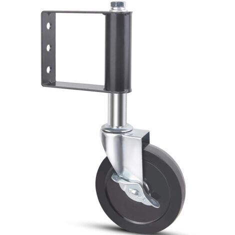 Roues de portail pour portail en bois, roulette de portail à ressort robuste pour portail pivotant en tube de bois et métal, petite roue de support de portail de clôture avec frein de verrouillage lat