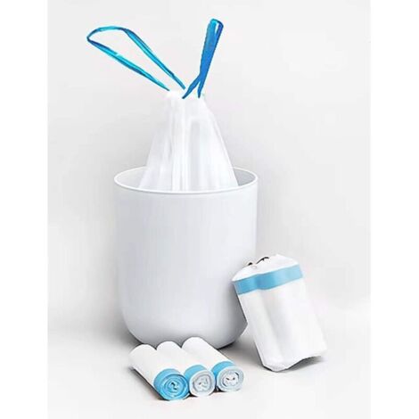 Petit sac poubelle, sacs à ordures de 1,2 gallon, doublures de poubelle de salle de bain pour chambre à coucher, cuisine, 80 unités, rétractable automatiquement, blanc