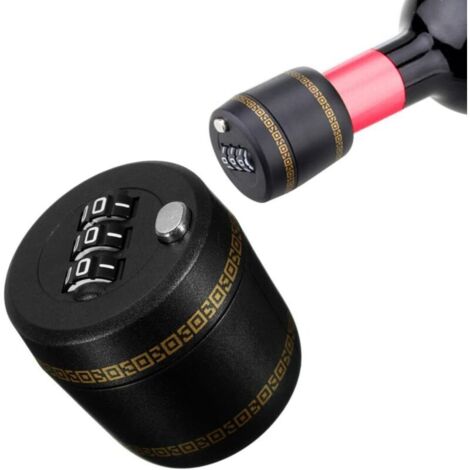 Bouchon avec Serrure a Combinaison 3-Chiffres pour Bouteille Serrure à Combinaison Bouchon à Vin, Serrure à Bouteille de Vin (1/4)