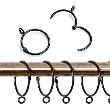 Vtizikl Lot de 20 anneaux de rideaux en métal, crochets de suspension ouverts et fermés pour rideaux et tringles, diamètre intérieur de 50 mm