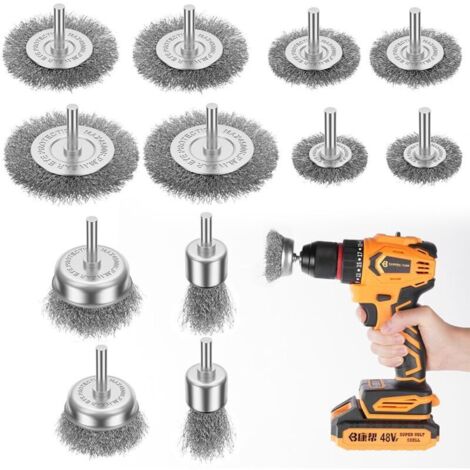 Brosses Métalliques, 6 Pièces Brosse Métallique pour Meuleuse D'angle, 6mm Fil D'Acier Inoxydable Brosse Metallique avec Tige Hexagonale Brosse En Fer pour Visseuse Perceuse à nettoyer (1/4)