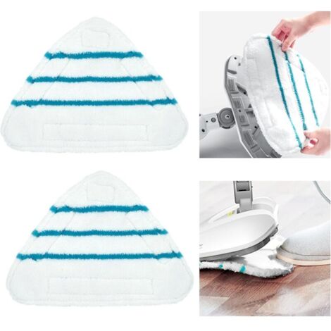 Housses en Microfibre Balai Vapeur Steam Accessoire Chiffons universel Triangle lavable pour Nettoyeur Vapeur Hot Spray, Blanc Microfibre Steam Mop Pads Lavables En Machine(lot de 2) (1/4)