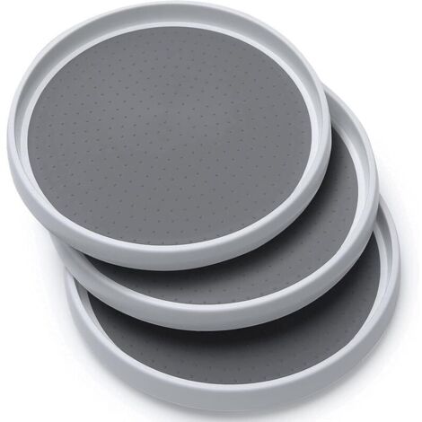 Lot de 3 platines tournantes Lazy Susan - Doublure antidérapante de 25,4 cm - Pour armoire, garde-manger, réfrigérateur, comptoir - Organiseur rotatif pour épices, condiments, pâtisserie (1/4)