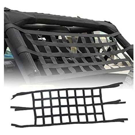 Hamac De Toit De Voiture,Filet à Cargaison en Maille élastique Confortable pour Toit De Voiture,Haute Résistance Tissu Oxford Toit Auto Hamac pour Jeep Wrangler Yj, Tj, Yj,JK, JL (1/4)