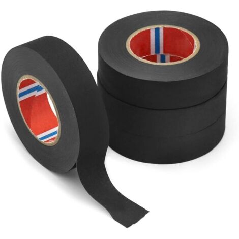4 Pièces Scotch Tissu de Voiture, Ruban Chiffon de Voiture, Ruban Adhésif Isolant électrique Imperméable Haute Température pour Harnais de Cablage Voiture Moto, 19 mm x 20 M (1/4)