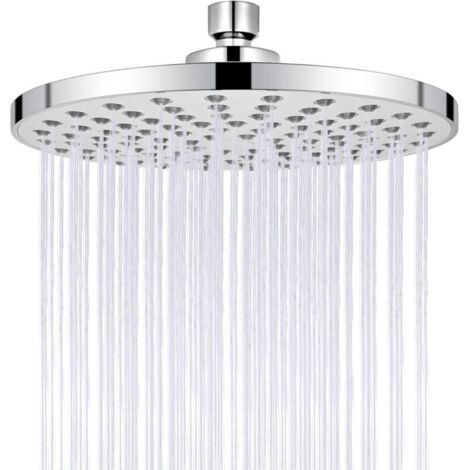 Pomme de douche fixe, pomme de douche à haute pression de 8 pouces, look chromé moderne de luxe rond, buses sipcone, pomme de douche réglable avec une boule pivotante (ajustement universel), installat (1/4)